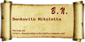 Benkovits Nikoletta névjegykártya